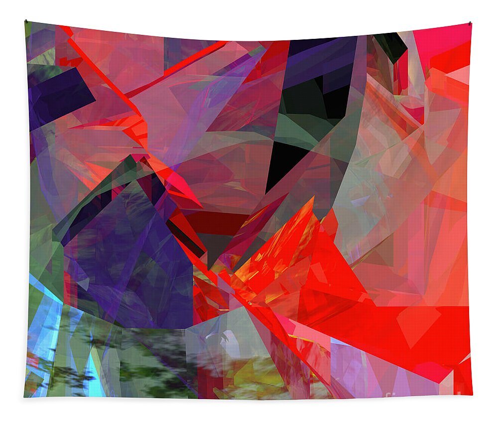Abstract Tapestry featuring the digital art Tower Poly 23 Vortex by Russell Kightley