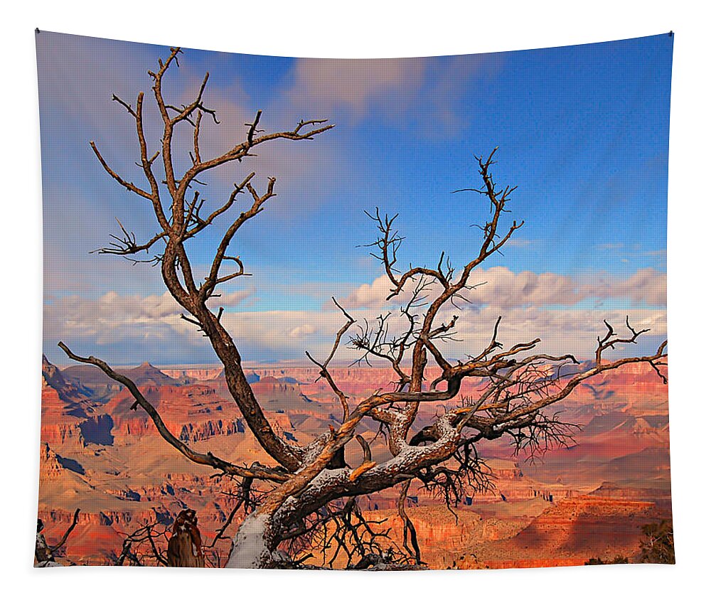 Grand Canyon Tapestry featuring the photograph Tree over Grand Canyon by Greg Wyatt