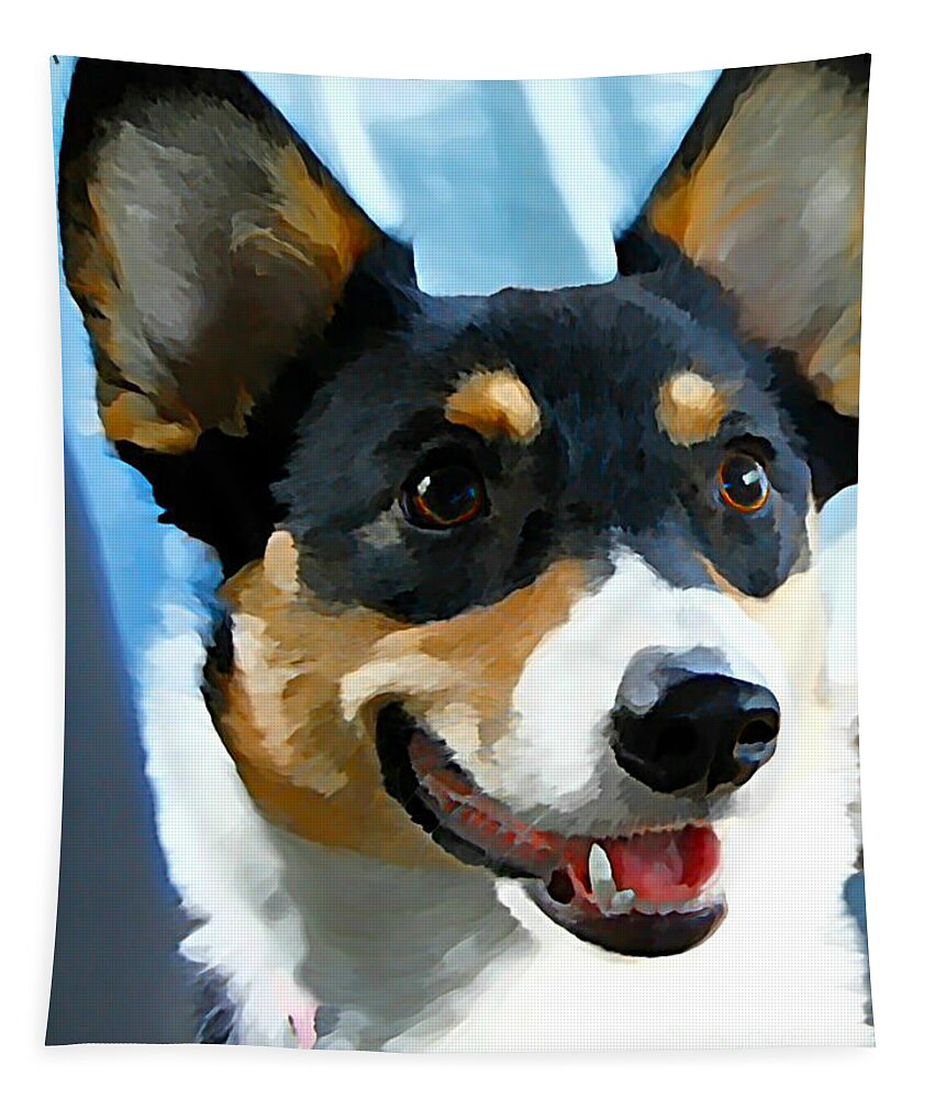 Art Tapestry featuring the photograph Tri-Color Welsh Pembroke Corgi Dog by Peggy Franz