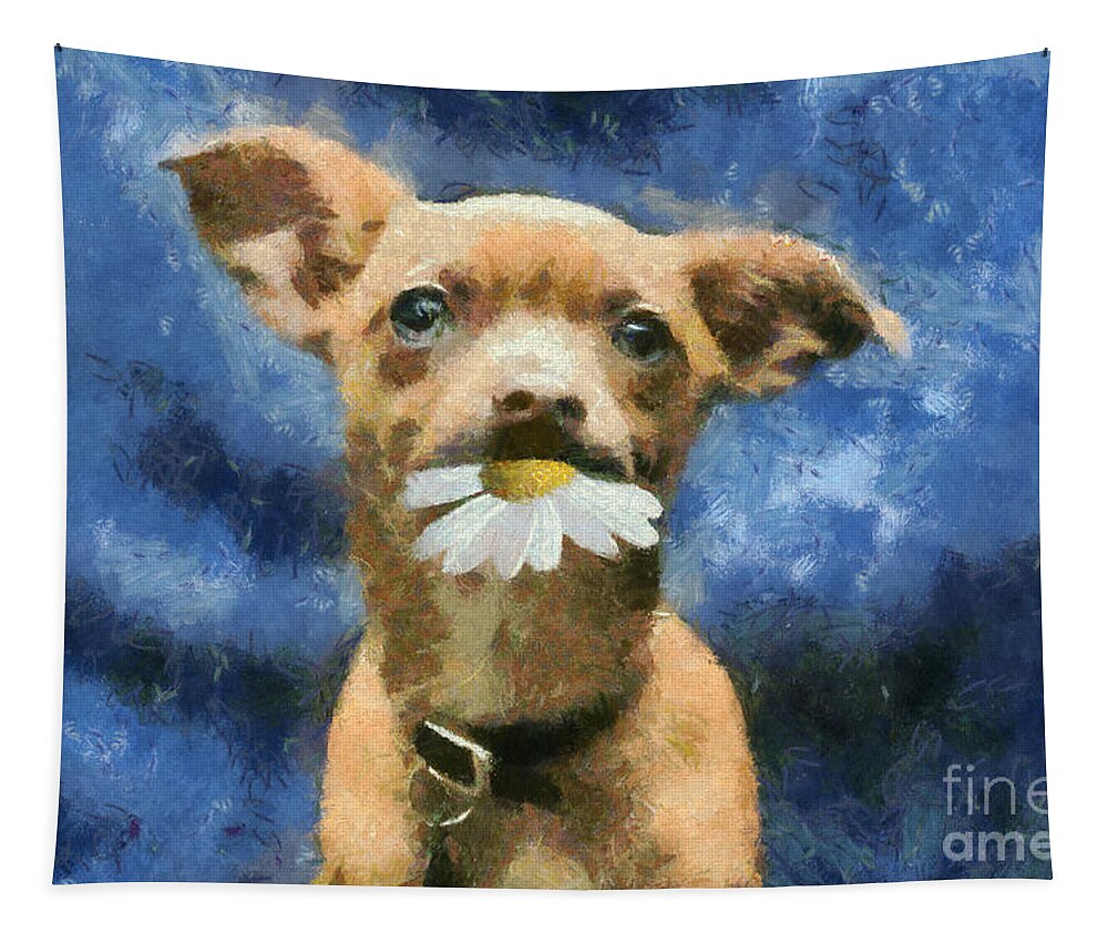 Dog Tapestry featuring the digital art Tuffy by Aimelle Ml