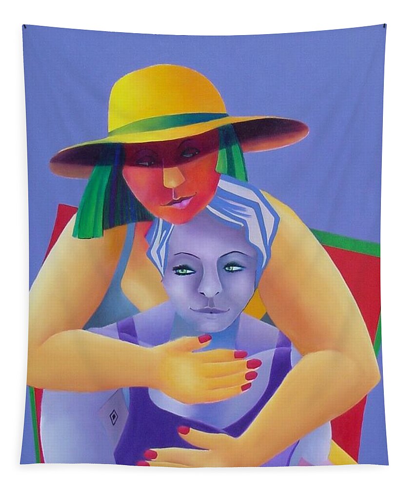 Figurative Tapestry featuring the painting Two in a Chair by Karin Eisermann