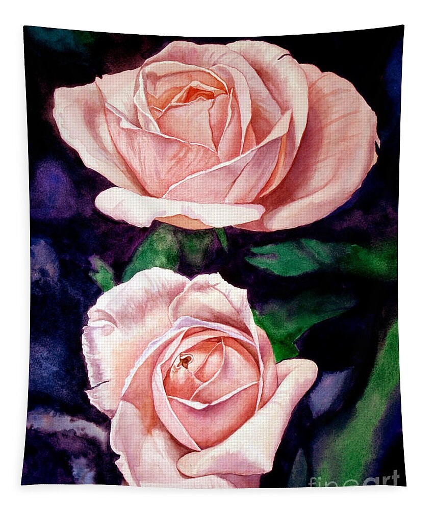 Rose Tapestry featuring the painting Two Roses by Christopher Shellhammer