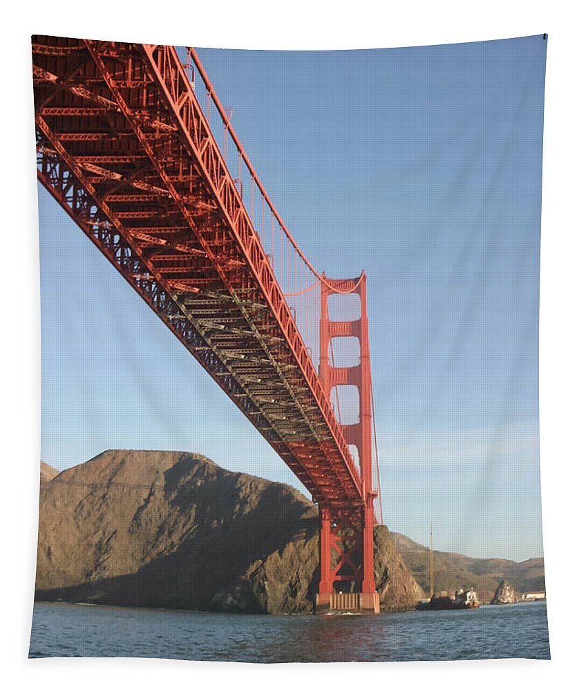 Golden Gate Bridge Tapestry featuring the photograph Under The Gate by Mitch Shindelbower