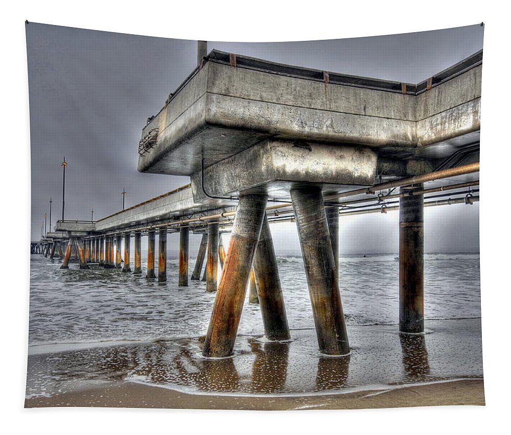 Venice Beach Pier Tapestry featuring the photograph Venice Pier Industrial 2 by Richard Omura