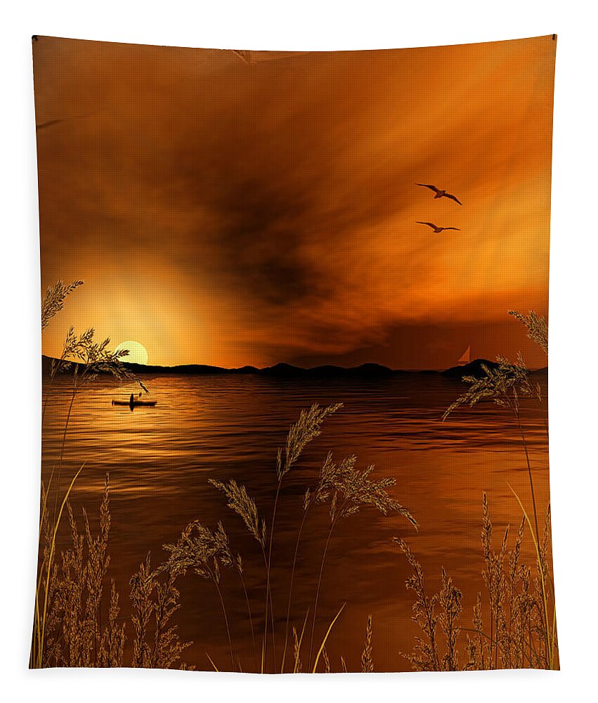 Gold Art Tapestry featuring the digital art Warmth Ablaze - Gold Art by Lourry Legarde