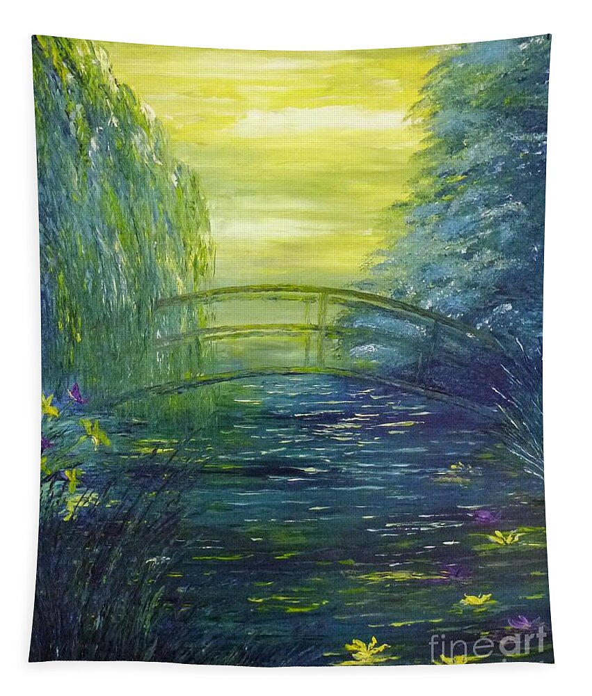 Waterlily Tapestry featuring the painting Waterlily Pond by Amalia Suruceanu