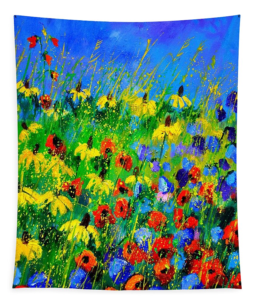 Poppies Tapestry featuring the painting Wild Flowers 452180 by Pol Ledent