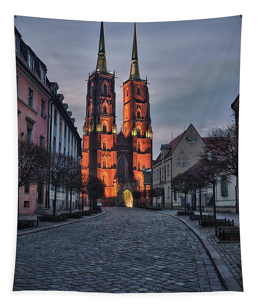 Cathedral Island Tapestry featuring the photograph Wroclaw Cathedral by Sebastian Musial