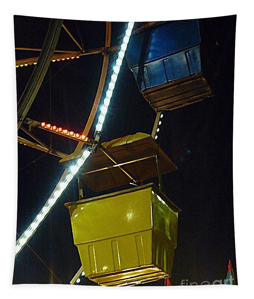 Ferris Tapestry featuring the photograph Yellow Ferris Wheel Bucket by Renee Trenholm