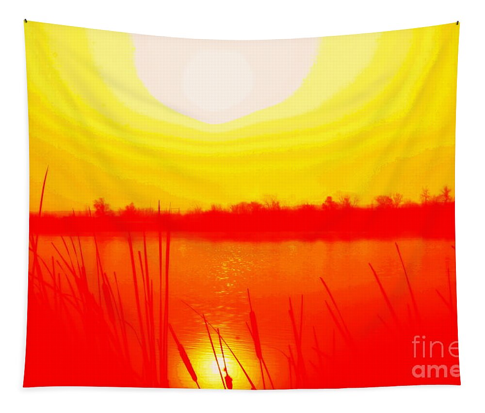 Sunset Tapestry featuring the photograph Yellow Tangerine Day by Julie Lueders 
