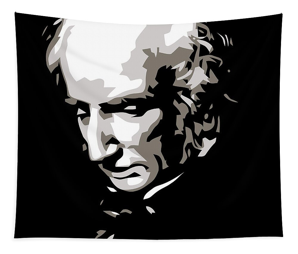  Englis Tapestry featuring the digital art   William Wordsworth black and white silhouette art by Heidi De Leeuw