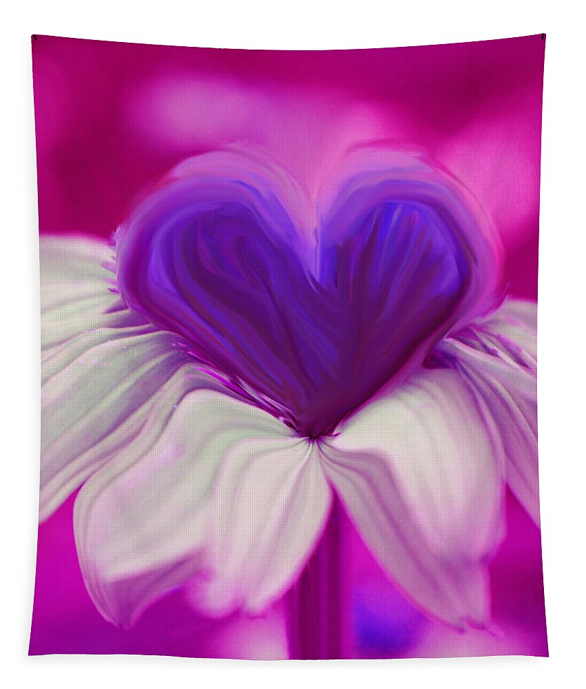 Flower Heart Tapestry featuring the photograph Flower Heart by Linda Sannuti