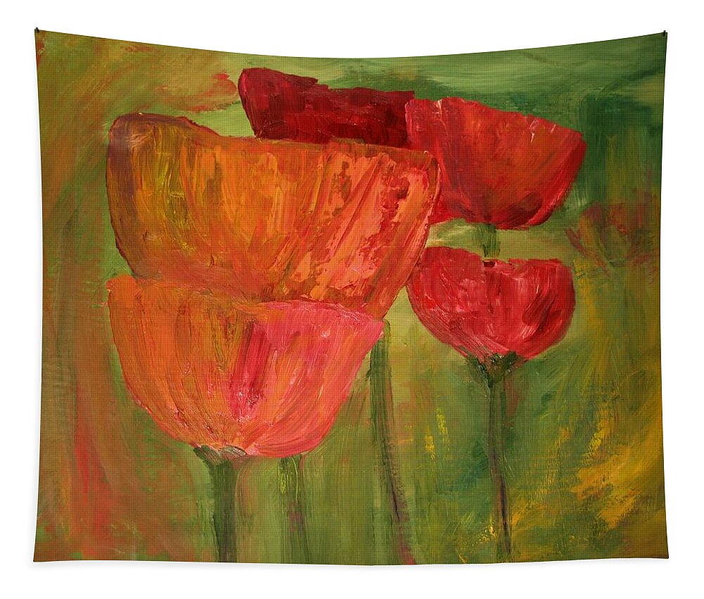 Flowers Tapestry featuring the painting Poppies 2 by Julie Lueders 