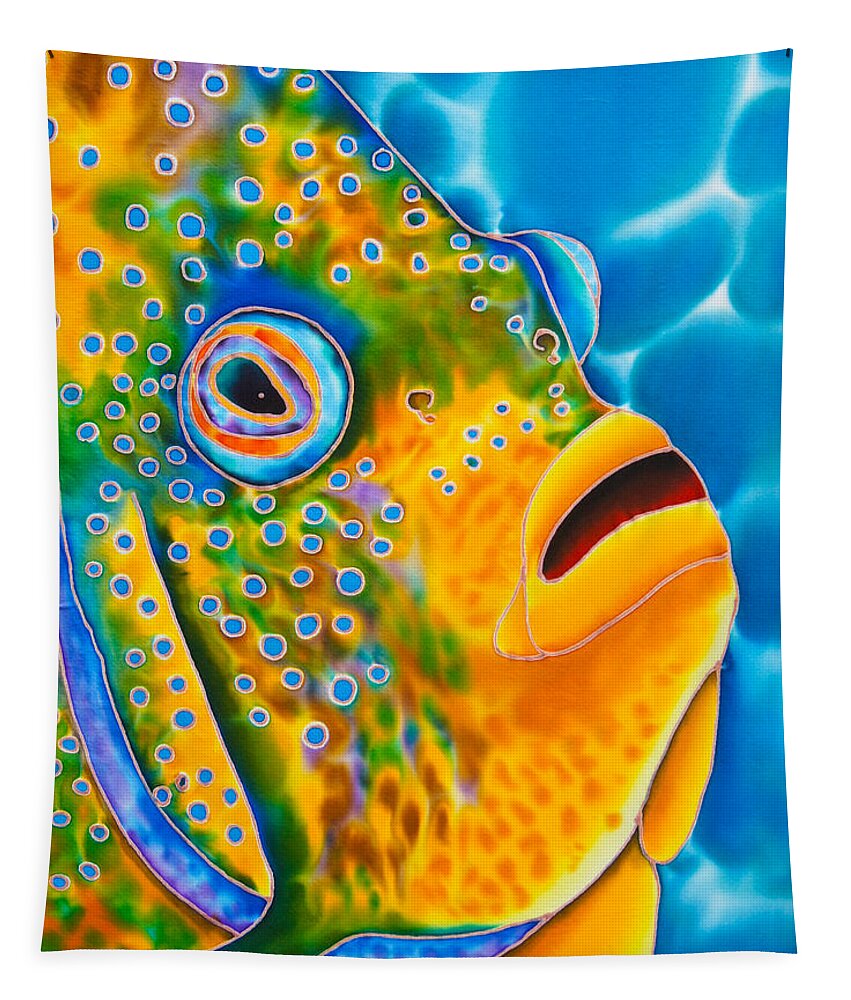 Fish Art Tapestry featuring the painting Angelfish by Daniel Jean-Baptiste
