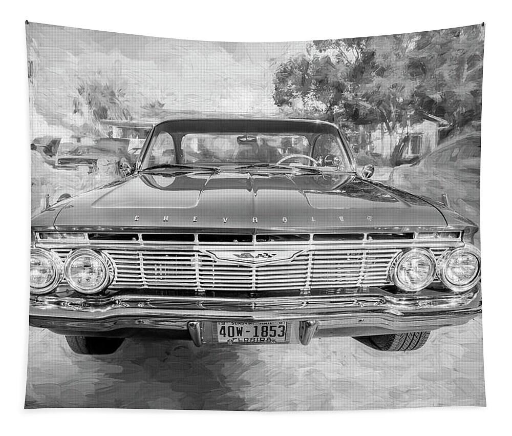 1961 Chevrolet Impala Tapestry featuring the photograph 1961 Chevrolet Impala SS BW by Rich Franco