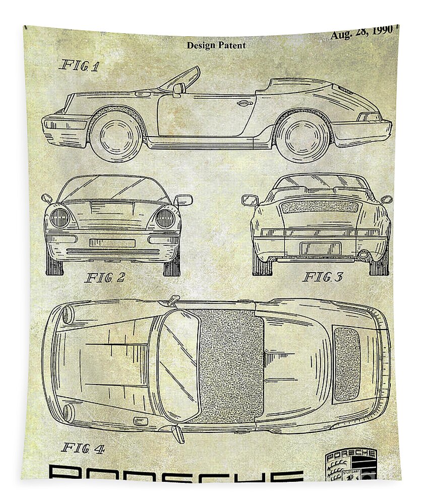 Porsche Patent Tapestry featuring the photograph 1990 Porsche 911 Patent by Jon Neidert