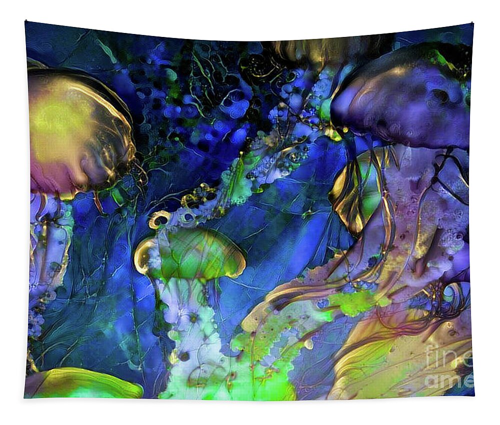 Animal Tapestry featuring the digital art Abstract Jellyfish #1 by Amy Cicconi
