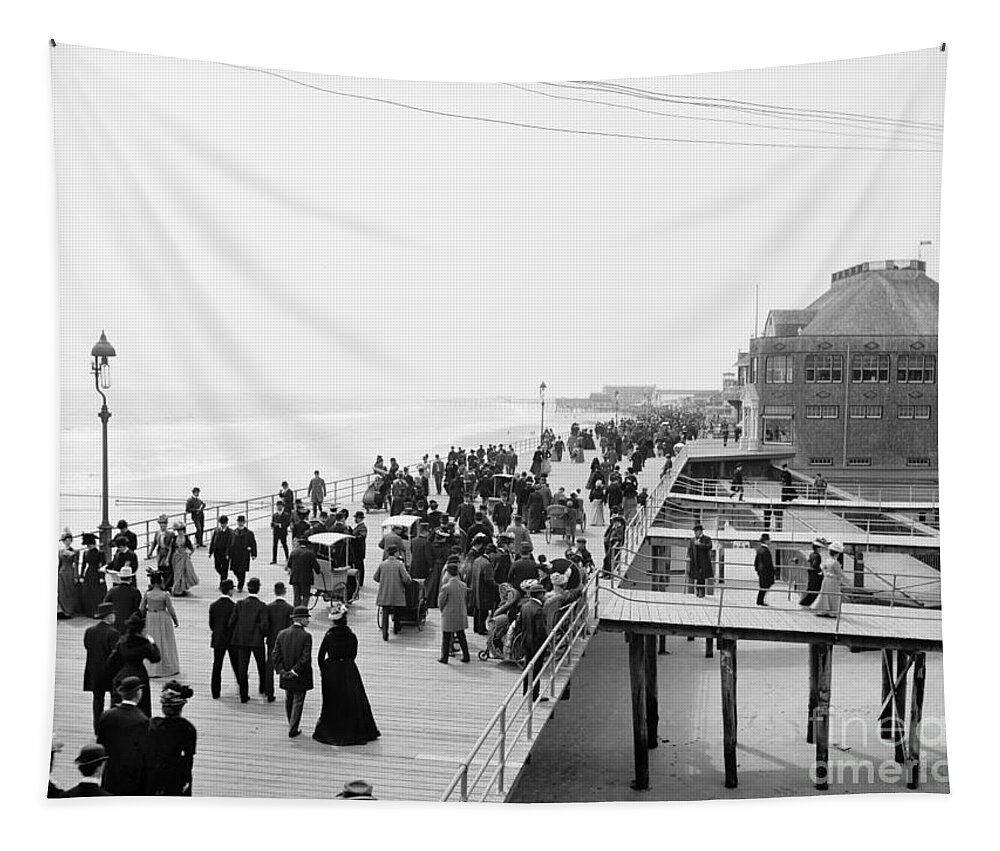 1900 Tapestry featuring the photograph Atlantic City: Boardwalk #1 by Granger