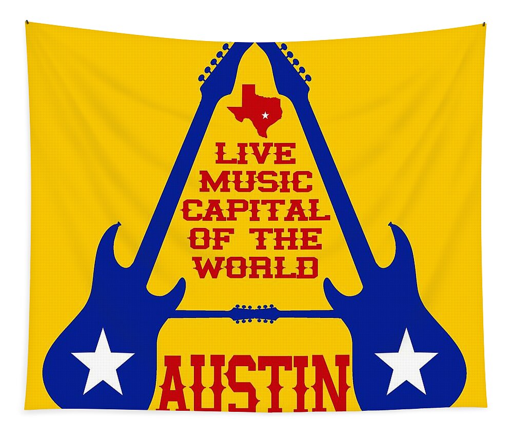 Austin Tapestry featuring the digital art Austin Live Music Capital of the World #1 by David G Paul