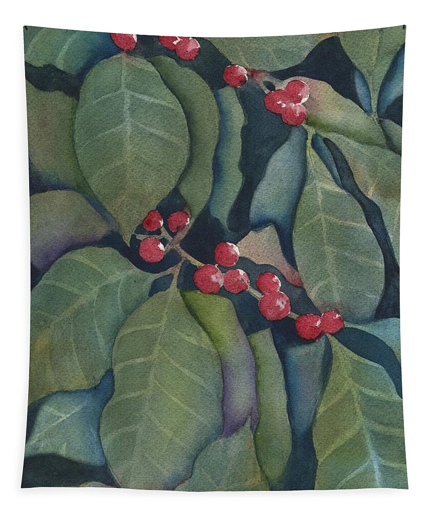 Autumn Tapestry featuring the painting Autumn Berries #1 by Marsha Elliott