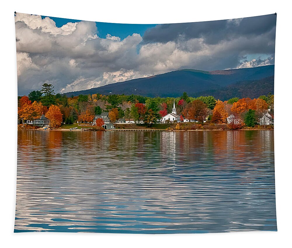 New England Tapestry featuring the photograph Autumn in Melvin Village #1 by Brenda Jacobs