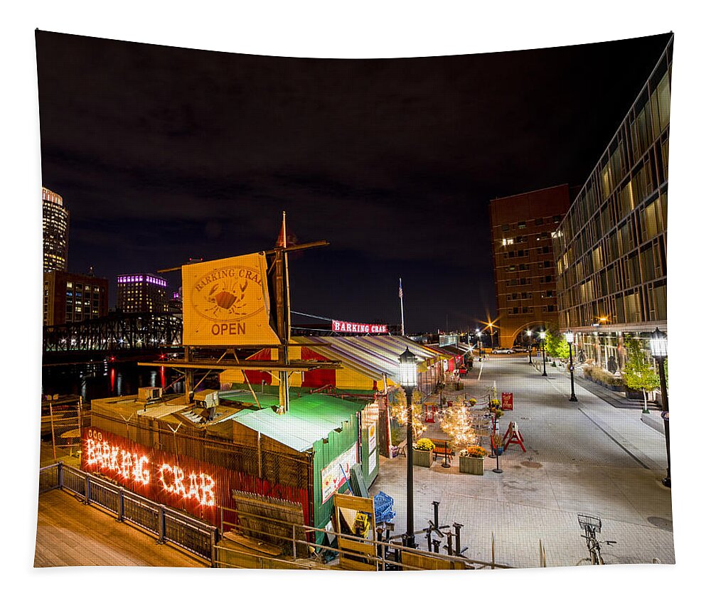 Boston Tapestry featuring the photograph Barking Crab Boston MA #2 by Toby McGuire