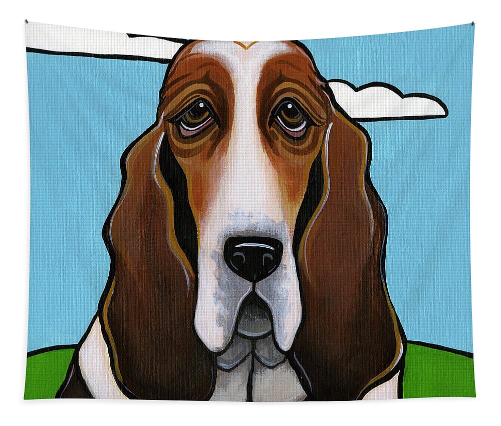 Dog Tapestry featuring the painting Basset Hound #1 by Leanne Wilkes