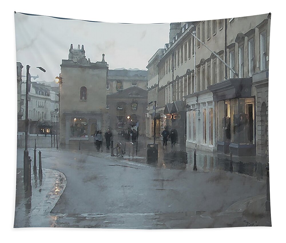 Bath Tapestry featuring the photograph Bath at Night #1 by Peggy Dietz