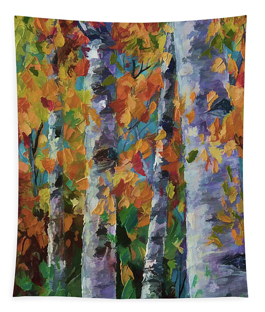 Aspen Tapestry featuring the painting Birch Trees by OLena Art by Lena Owens - Vibrant DESIGN