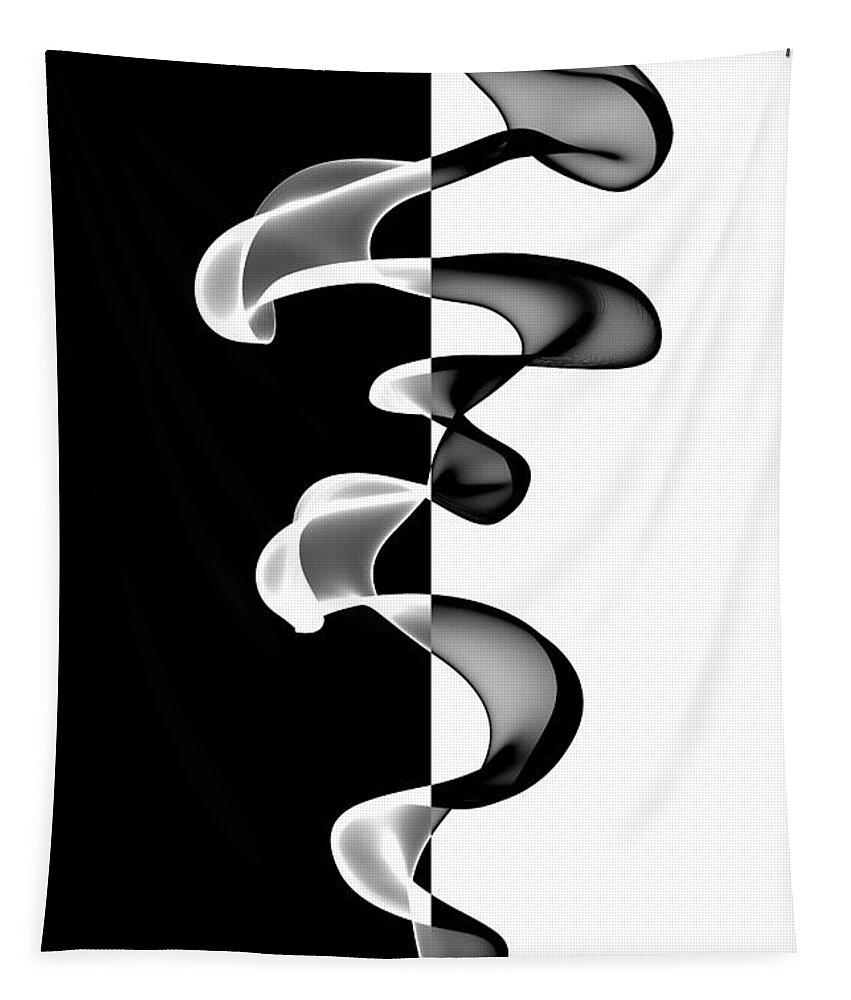 Abstract Tapestry featuring the digital art Black and White #1 by Ann Garrett