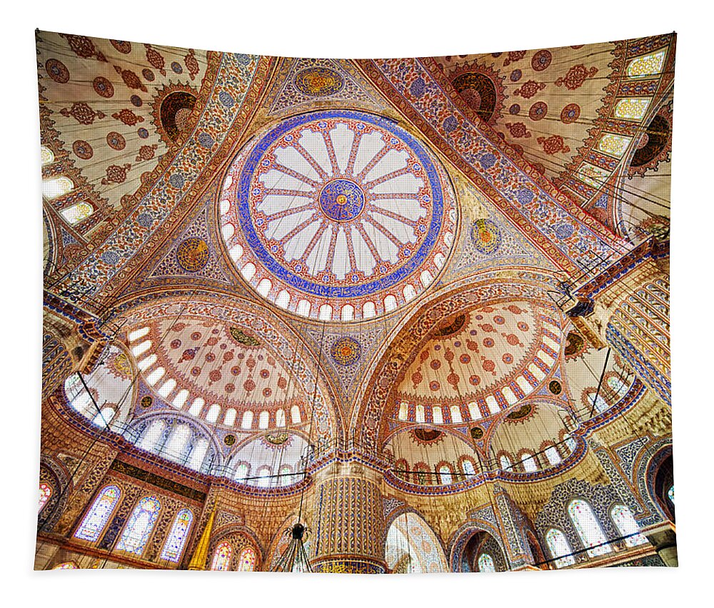 Arch Tapestry featuring the photograph Blue Mosque Interior #1 by Artur Bogacki