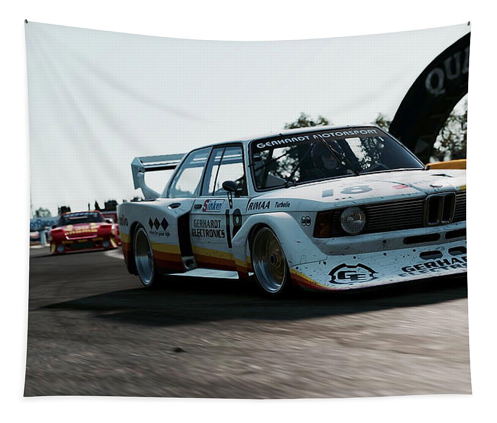 Bmw Tapestry featuring the photograph BMW 320 1978 Silverstone - 07 #1 by AM FineArtPrints