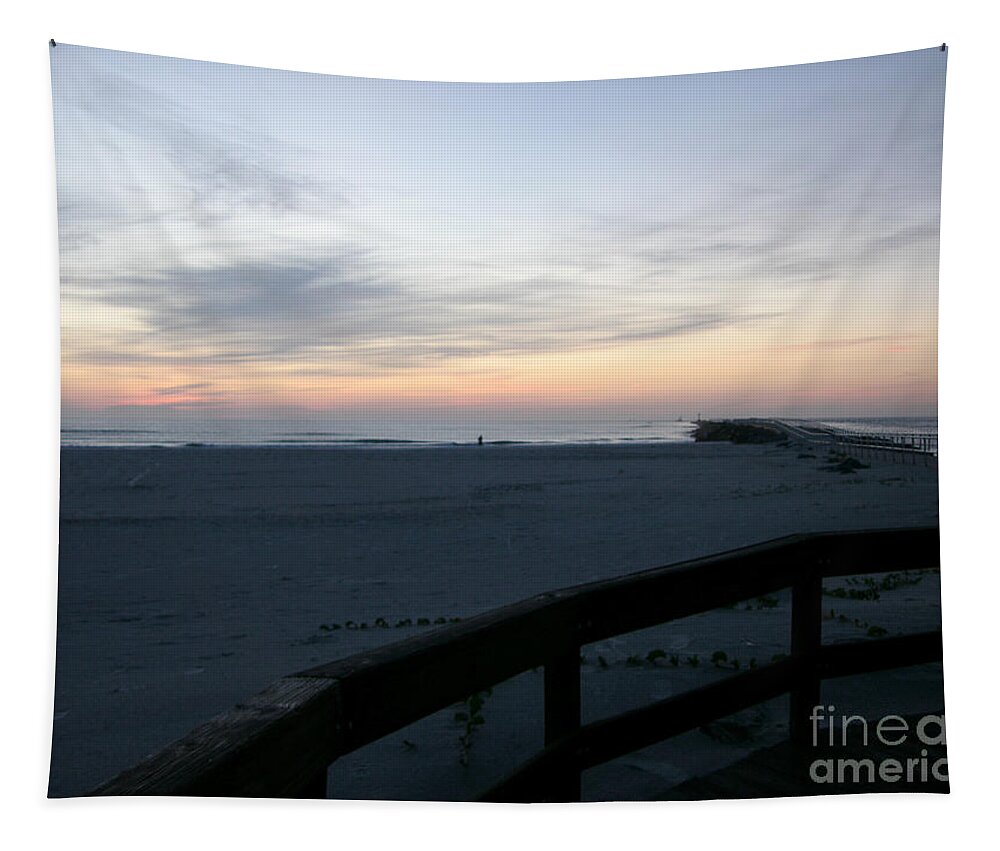 Dawn Tapestry featuring the photograph Boardwalk To The Jetty by Julianne Felton