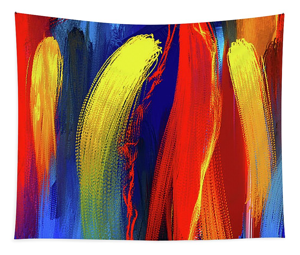 Bold Abstract Art Tapestry featuring the painting Be Bold - Primary Colors Abstract Art by Lourry Legarde