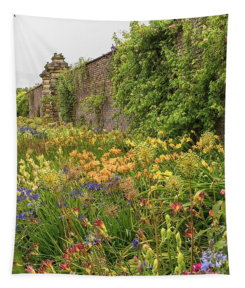 Attraction Tapestry featuring the photograph Border with colorful flowers by Patricia Hofmeester