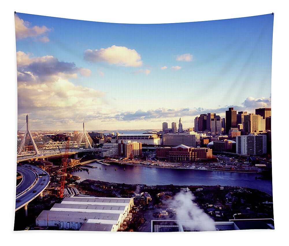 Boston Tapestry featuring the photograph Boston Sunset #1 by Mountain Dreams