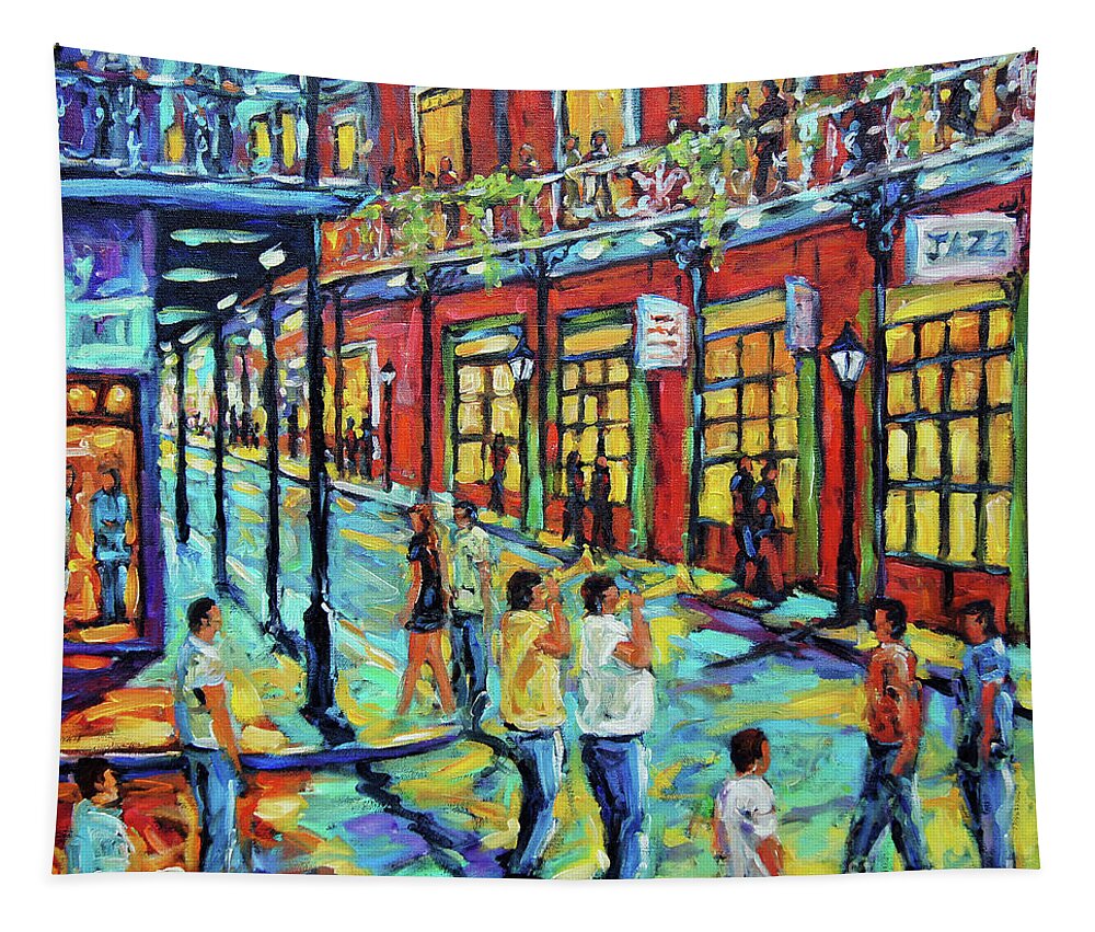 Aquebec Tapestry featuring the painting Bourbon Street New Orleans by Prankearts #1 by Richard T Pranke