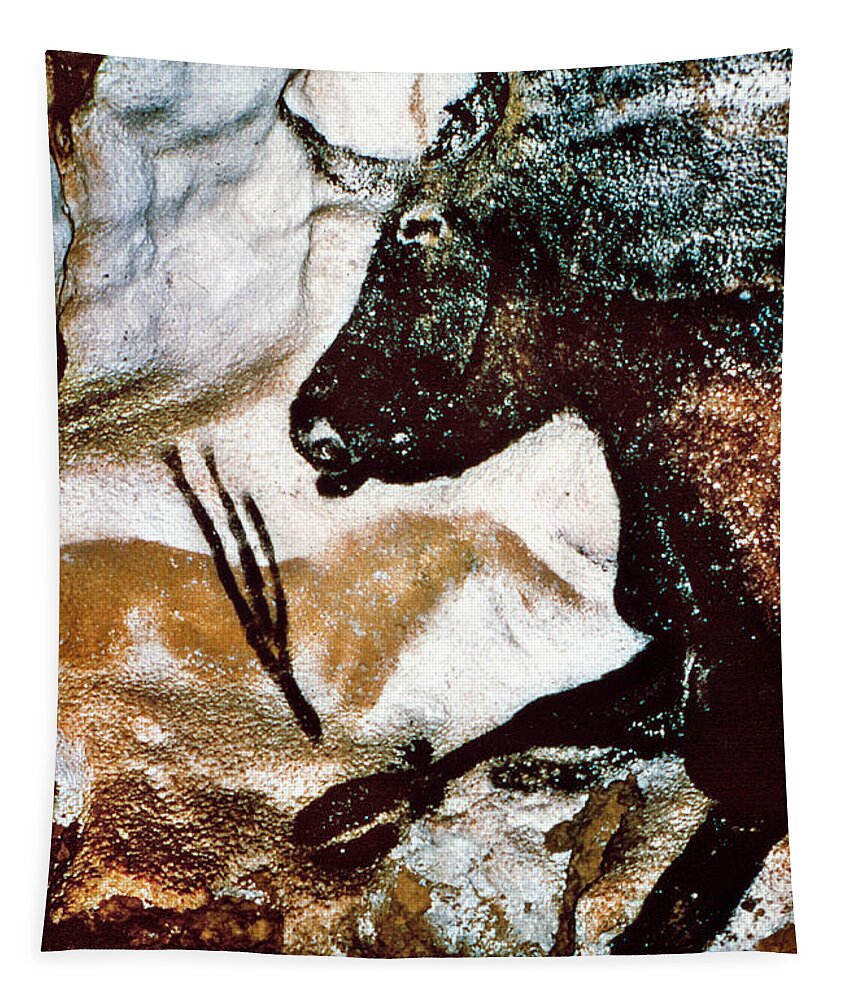 Bull Tapestry featuring the photograph Bull - Lascaux, France by Granger