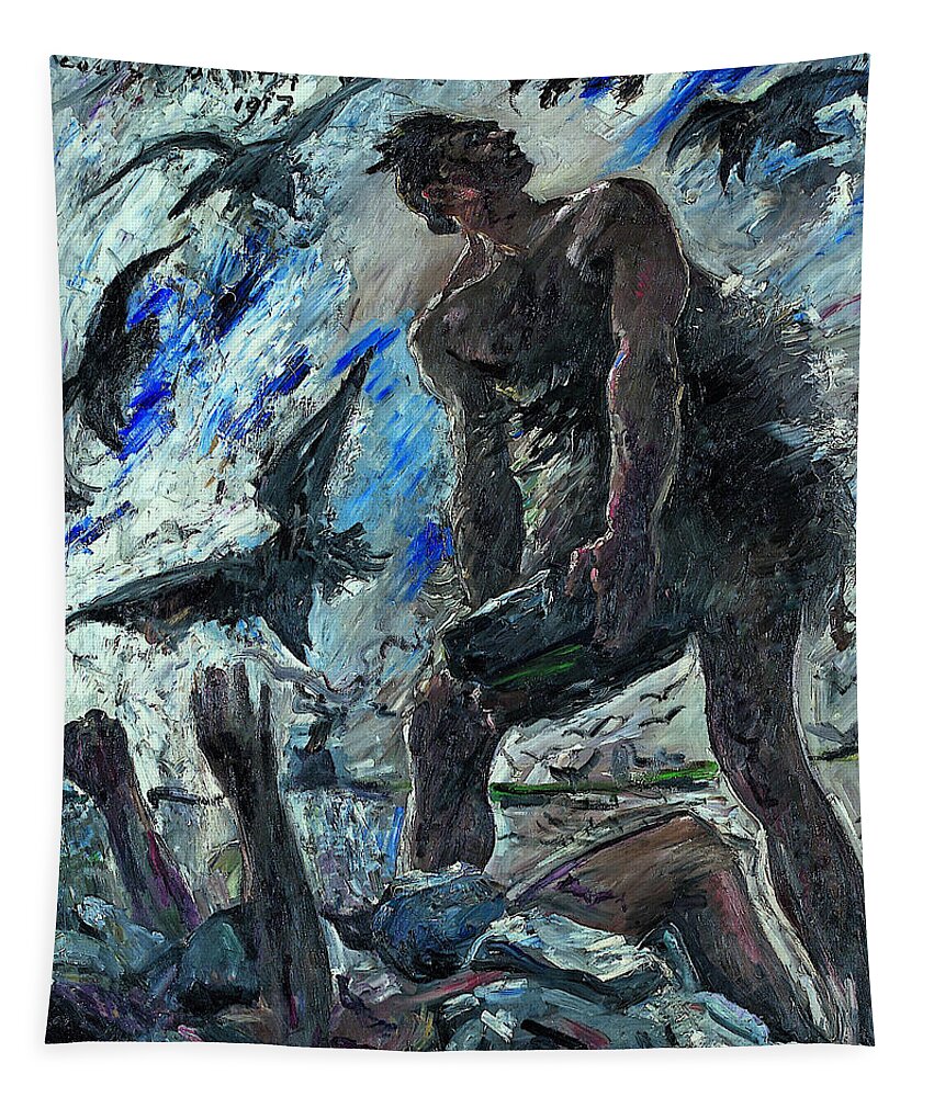 Lovis Corinth Tapestry featuring the painting Cain #3 by Lovis Corinth
