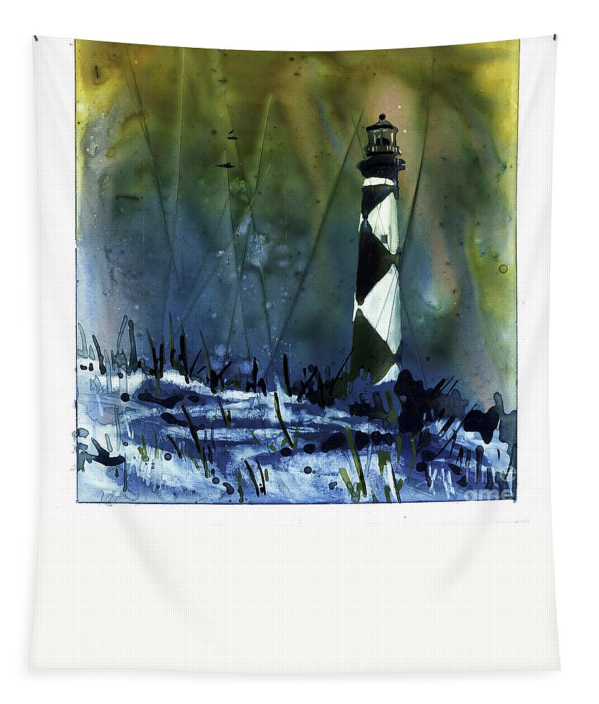 Lighthouse Tapestry featuring the mixed media Cape Lookout Lighthouse #2 by Ryan Fox