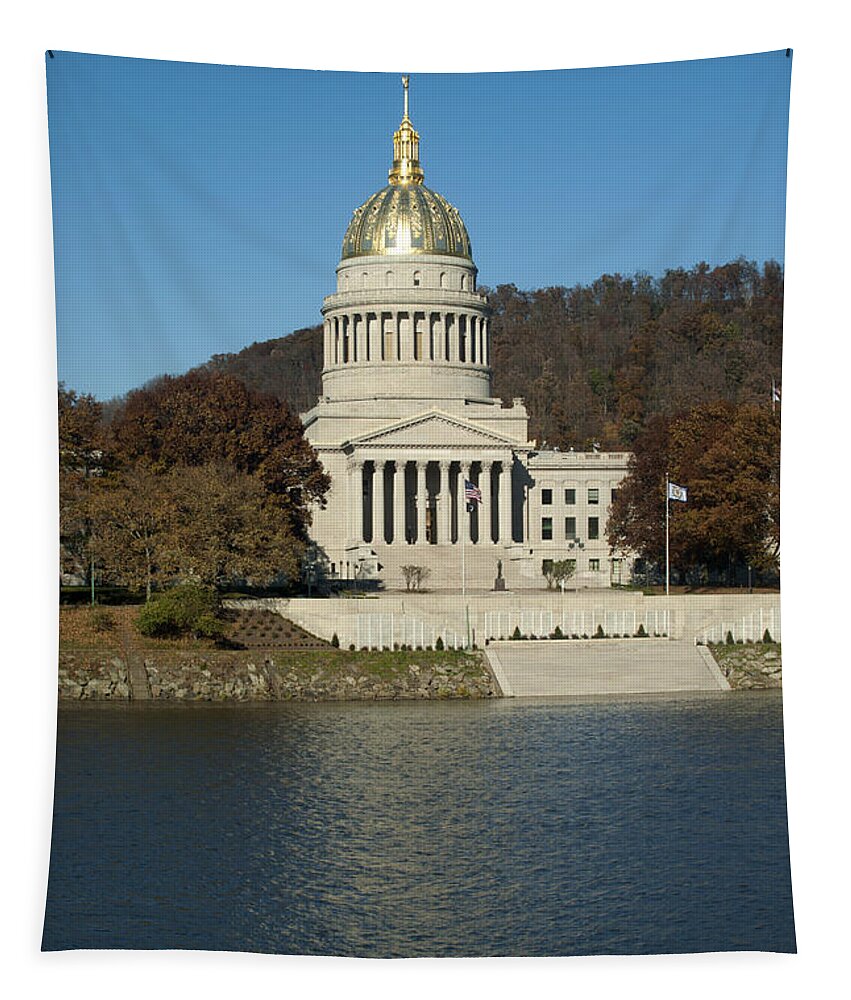 Capital Tapestry featuring the photograph Capital of West Virginia in Charleston #1 by Anthony Totah
