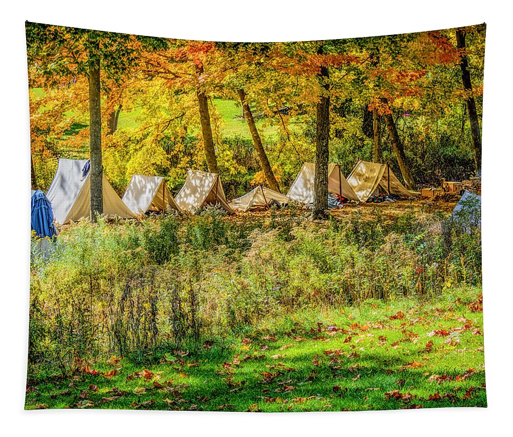 Camp Tapestry featuring the photograph Civil War at Wolcott Mill Metro park #1 by LeeAnn McLaneGoetz McLaneGoetzStudioLLCcom