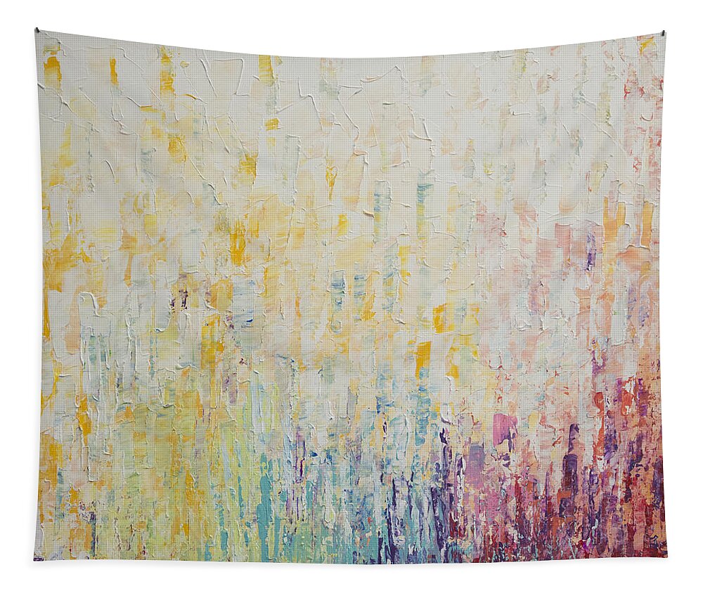 Rainbow Tapestry featuring the painting ColorBox Garden by Linda Bailey