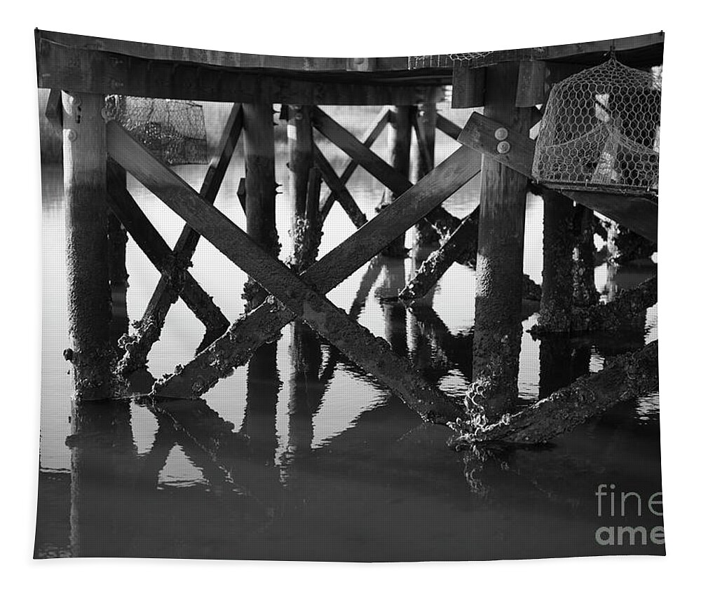 Dock Tapestry featuring the photograph Crab Traps #1 by Dale Powell