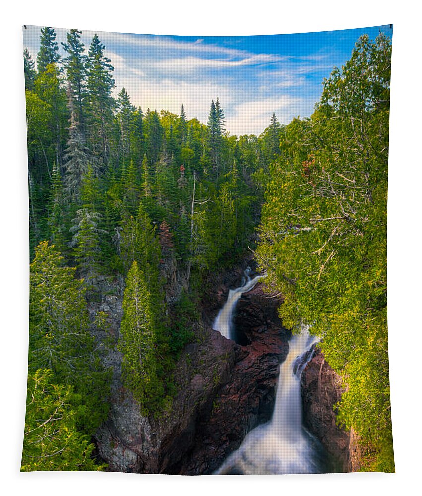 Brule River Tapestry featuring the photograph Devil's Kettle #1 by Rikk Flohr