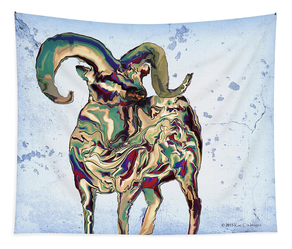 Bighorn Ram Tapestry featuring the digital art Montana Bighorn Ram by Kae Cheatham