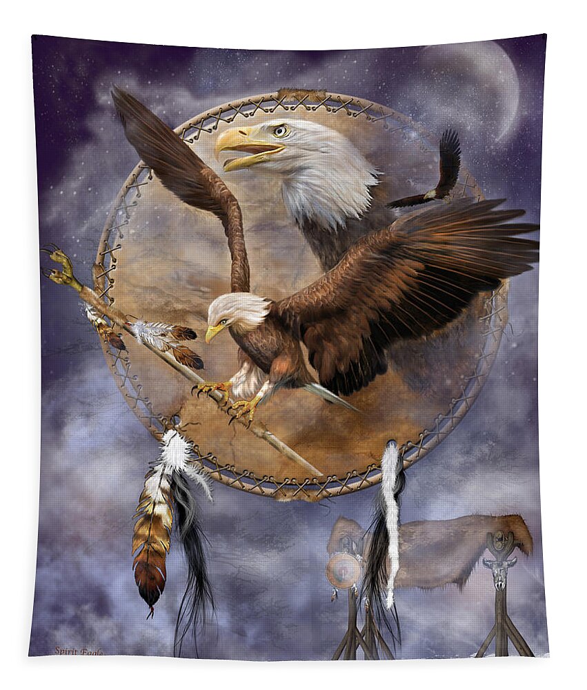 Carol Cavalaris Tapestry featuring the mixed media Dream Catcher - Spirit Eagle 2 by Carol Cavalaris