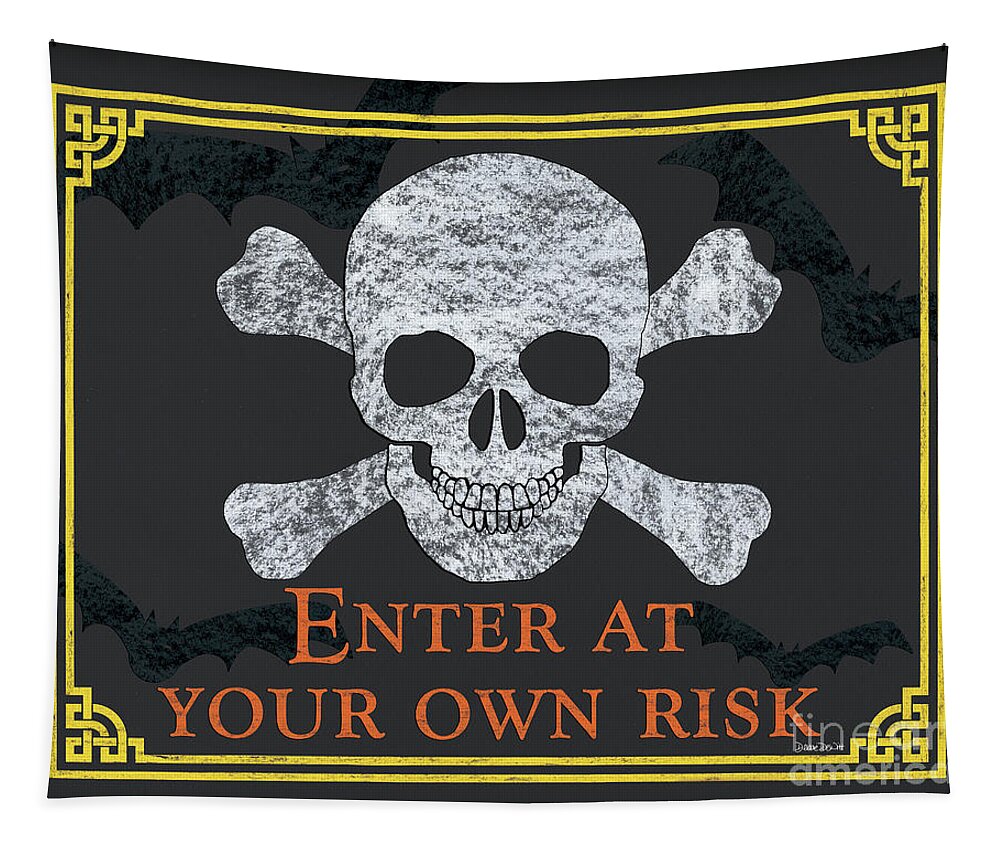 Halloween Tapestry featuring the painting Enter At Your Own Risk #1 by Debbie DeWitt