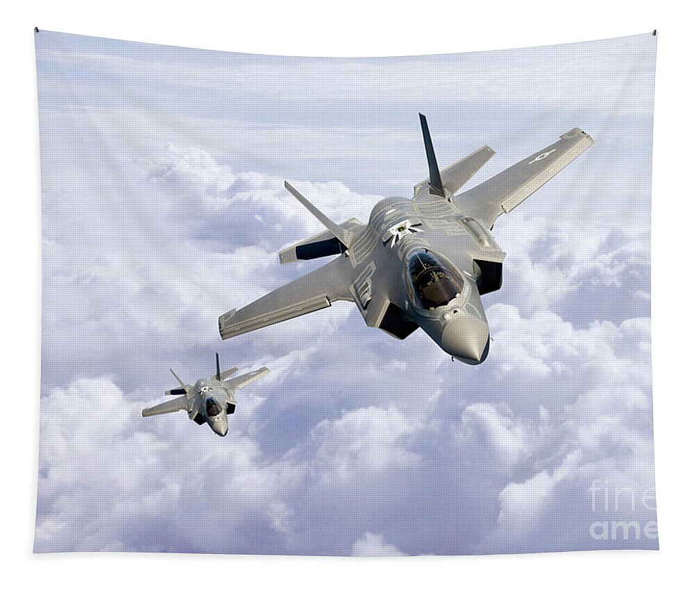 F35 Tapestry featuring the digital art F35 Lightning II by Airpower Art