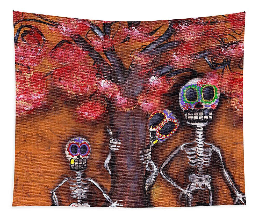 Day Of The Dead Tapestry featuring the painting Family Tree by Abril Andrade